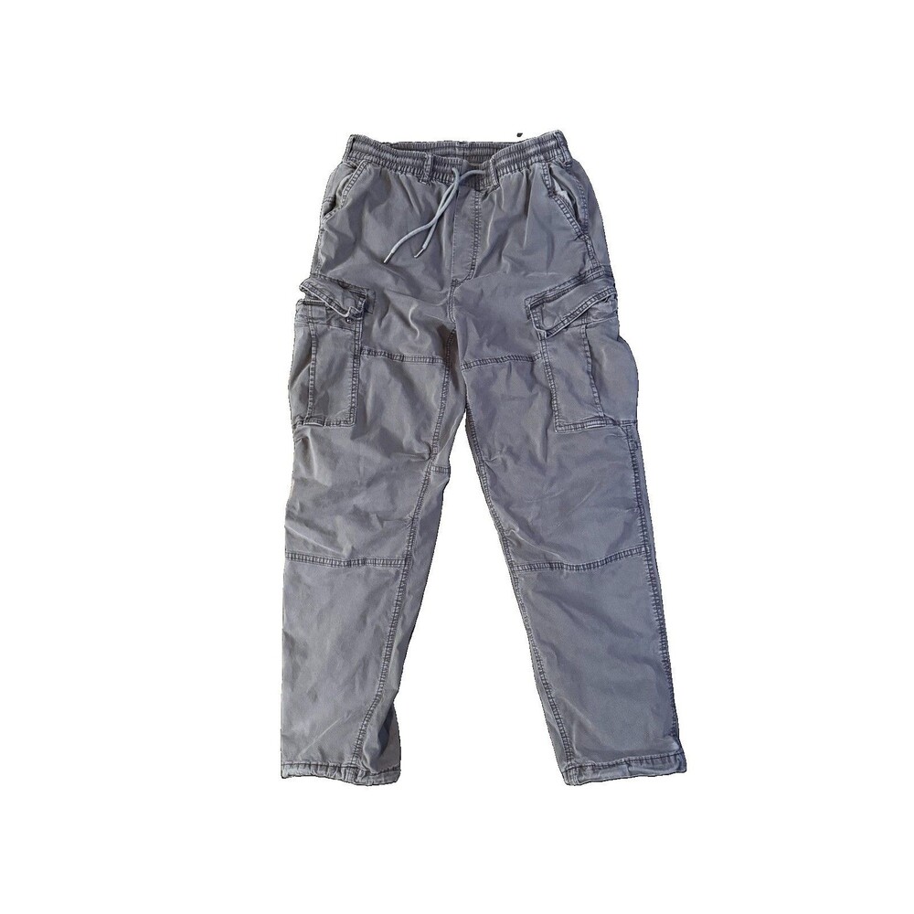 American Eagle Mens XS Gray Cargo Pants Drawstring Elastic Waist Utility 30x26